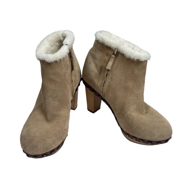 Barney’s NY Henry Cuir Suede Shearling Platform Clog Studded Ankle Boots Sz 36 - Picture 4 of 14